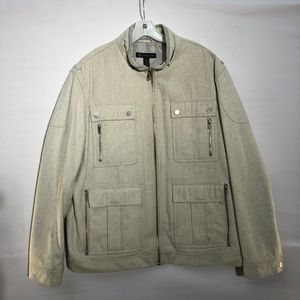 International Concepts Beige Wool Blend Full Zipped Jacket 4 Front Pockets XXL